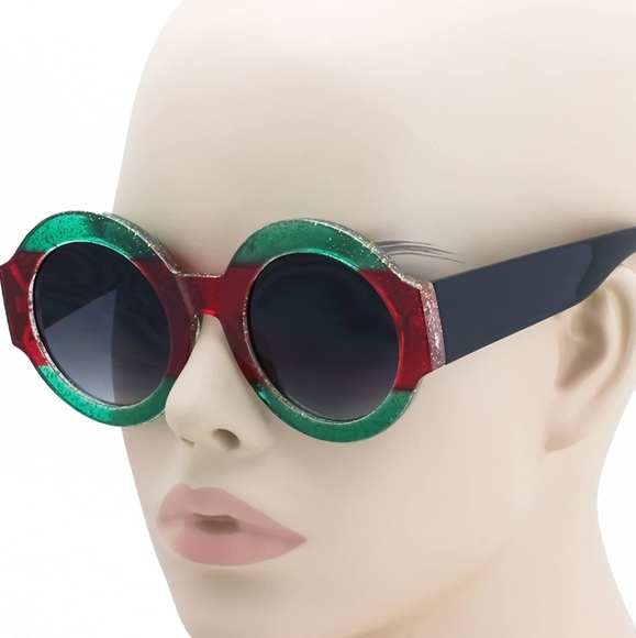 ROUND GLITTER COLORBLOCK ๐ SUNGLASSES - Picture 4 of 6